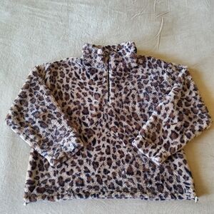 Leopard Fleece Women's Quarter Zip Jacket  Medium
